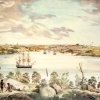 Koori people depicted on the north side of the Harbour, courtesy of State Library of NSW